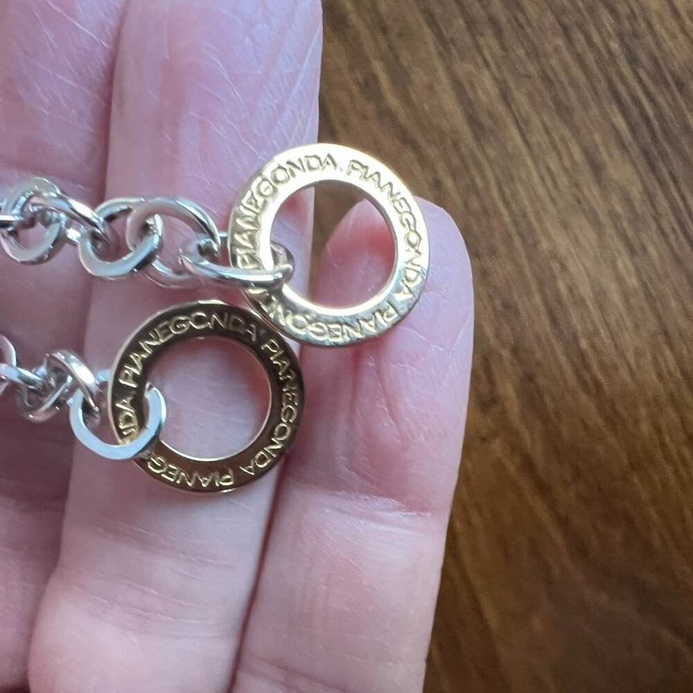 PIANEGONDA Earrings Sterling Chain Drop with Gold Dangle - Picture 6 of 6